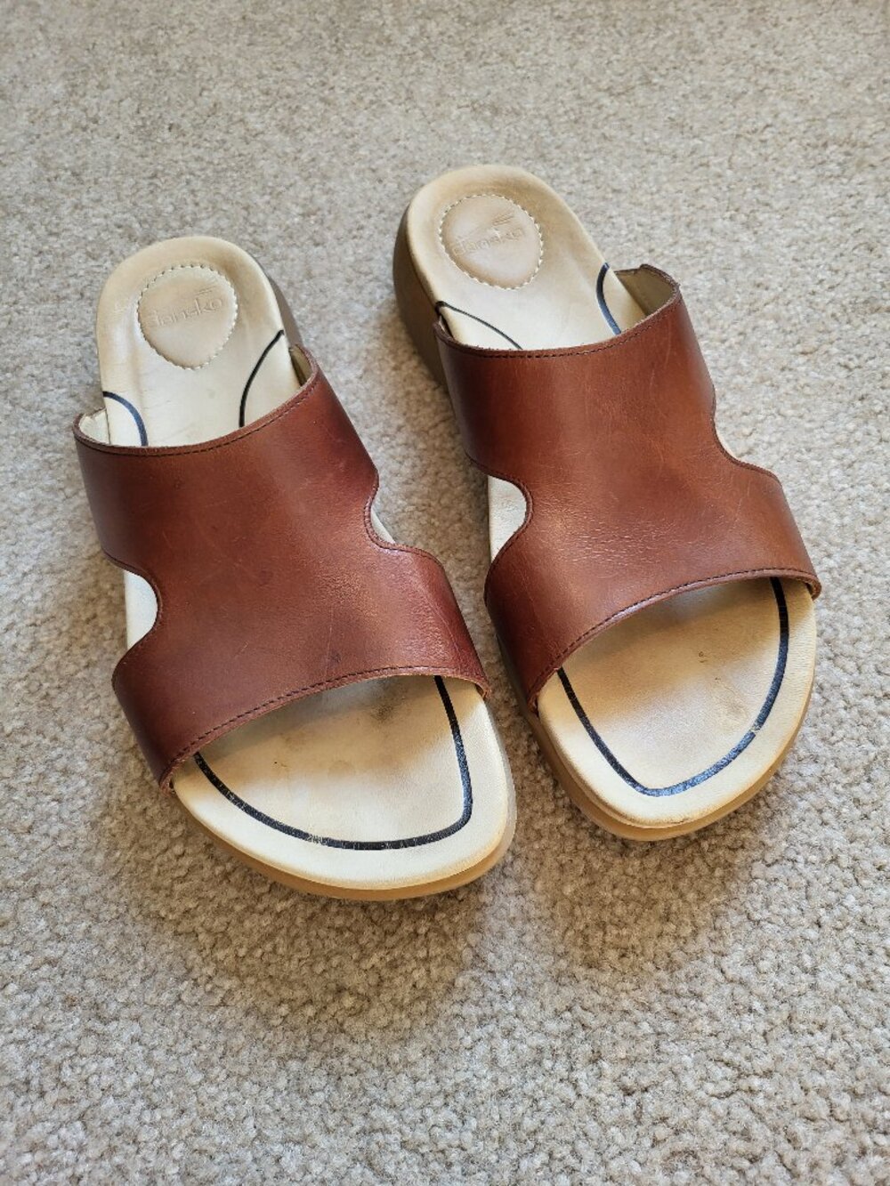 Dansko brown leather slide sandals size 40